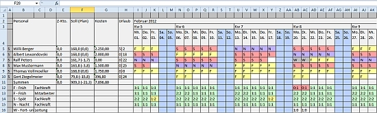 Dienstplan Excel-Export