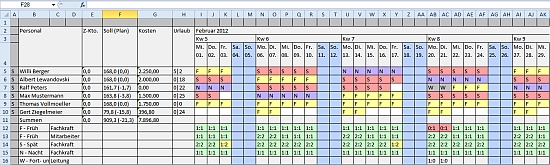 Schichtplan Excel-Export