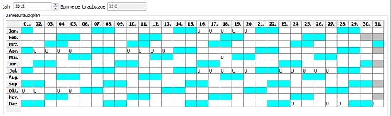 Jahresurlaubsplan (Jahresurlaubskalender)